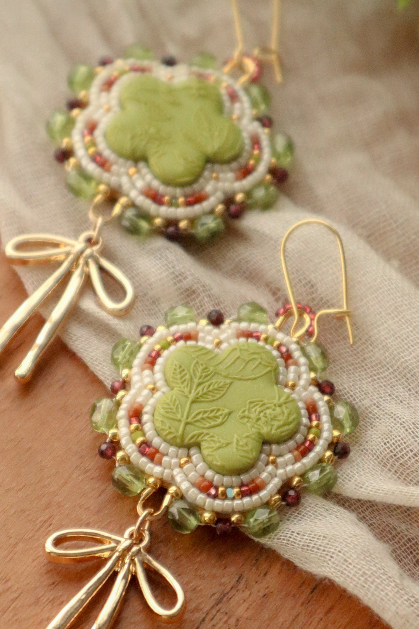 Chartreuse + Garnet Earrings