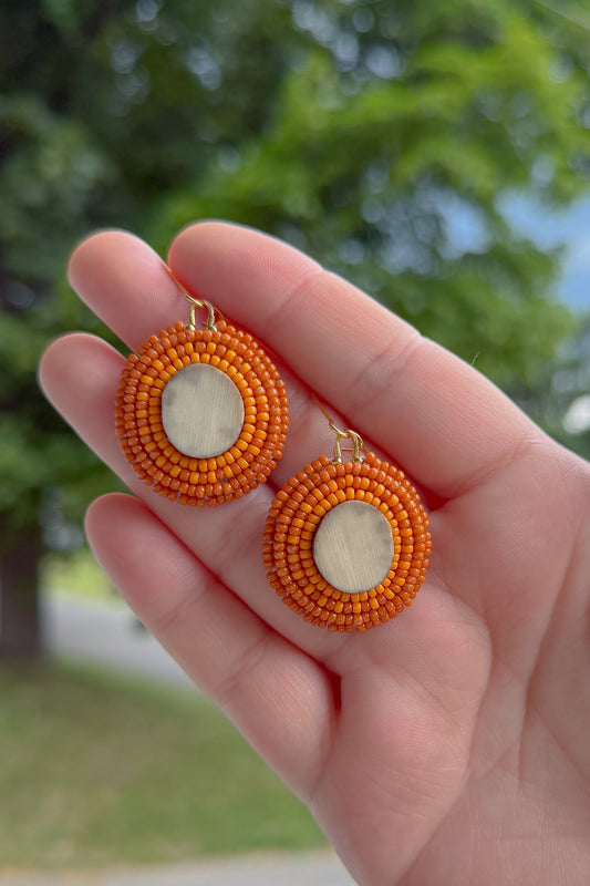 Orange Moose Antler Earrings