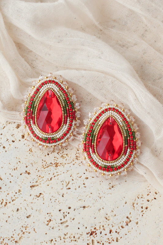 Red Rhinestone Earrings