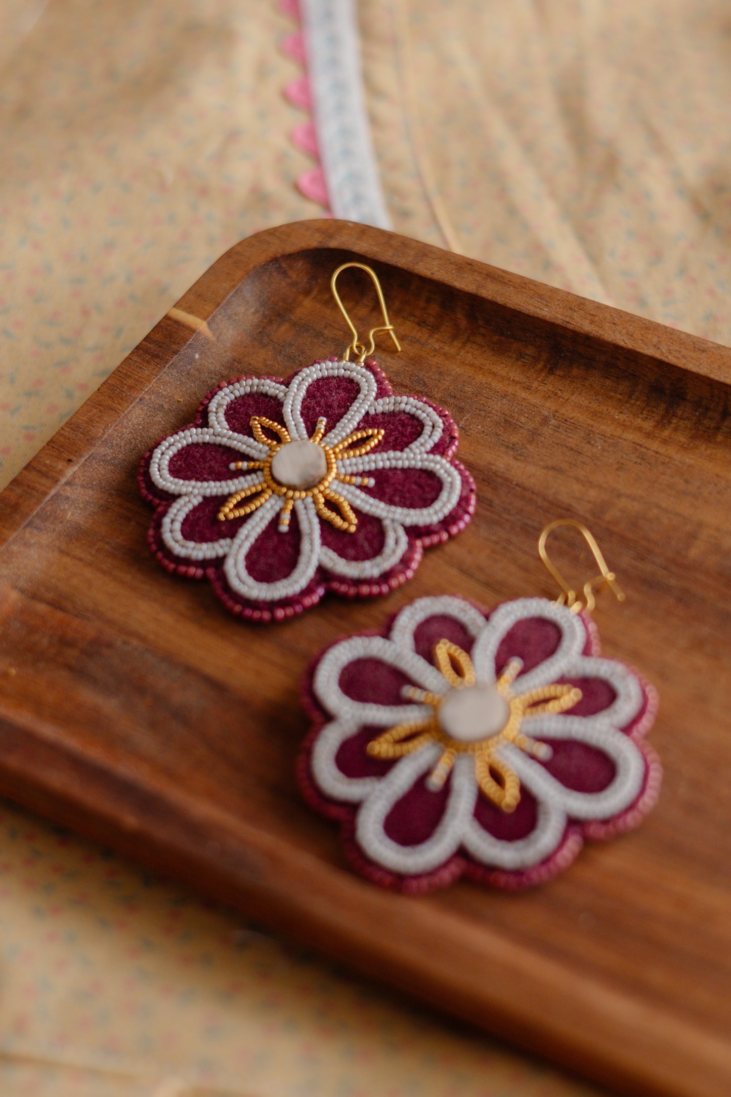 Flower Moos Antler Earrings